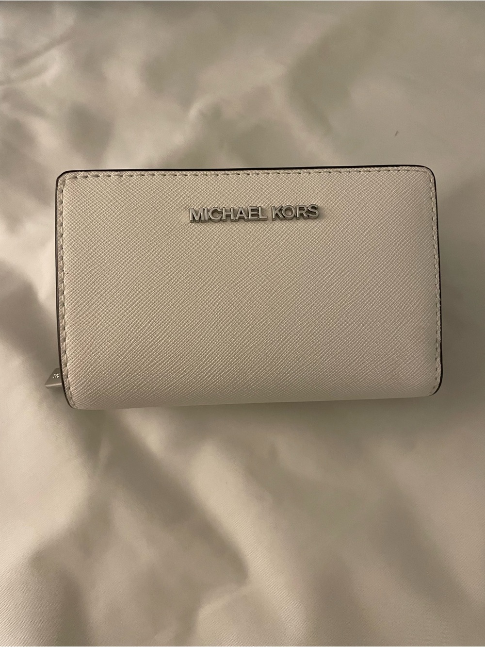 Michael Kors Ivory Saffiano Leather Compact Wallet